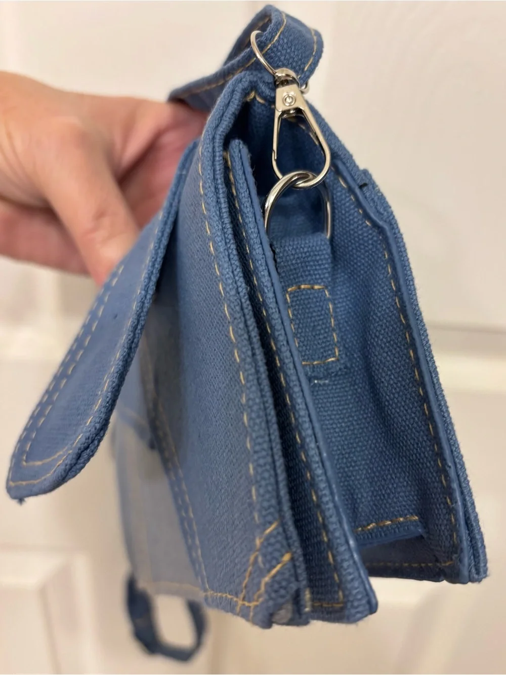 Denim patchwork mini crossbody NWOT